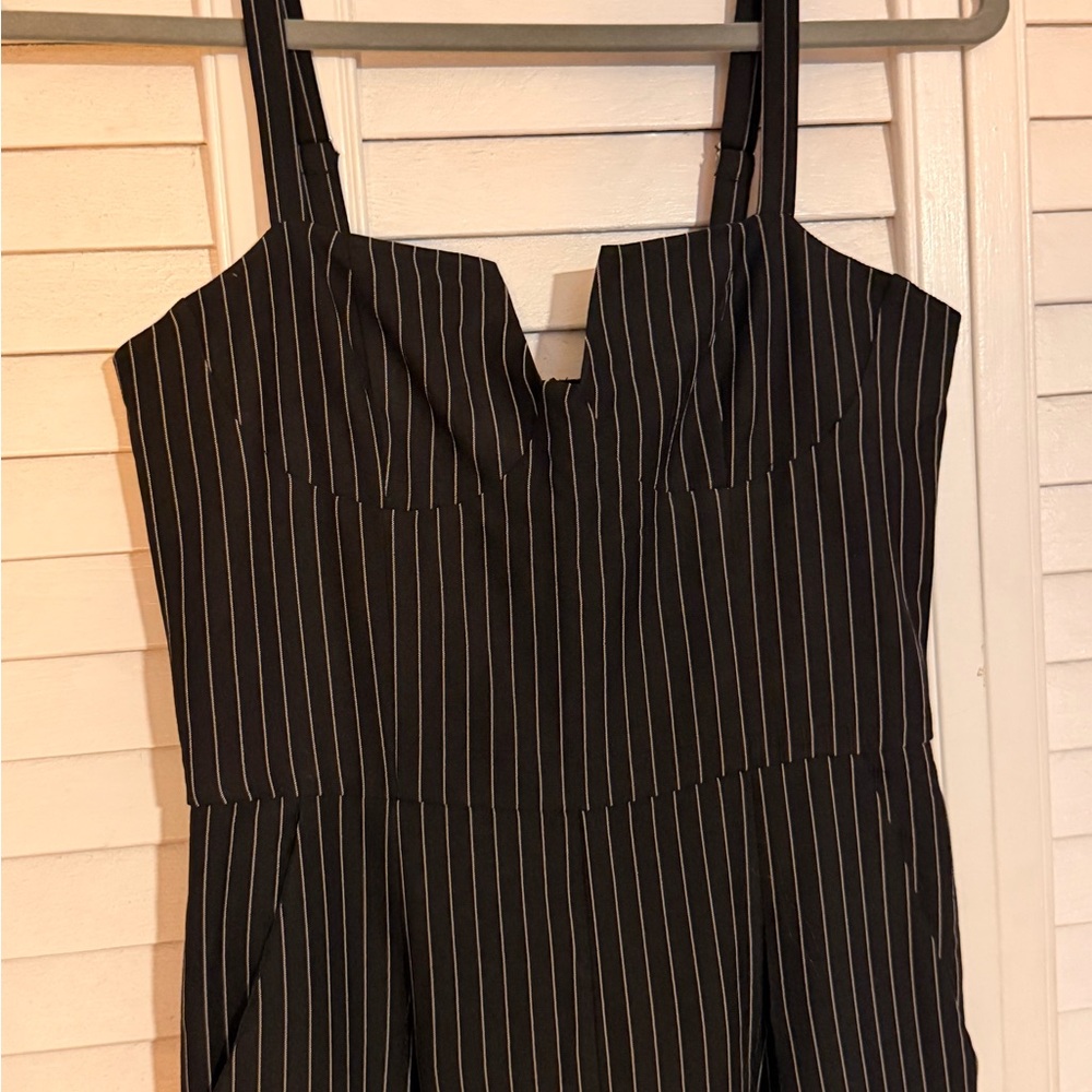 Forever 21 Black Pinstripe Sweetheart Jumpsuit